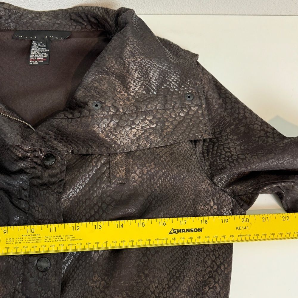 Yansi Fugel Lacquered Python Biker Jacket Brown L - image 5
